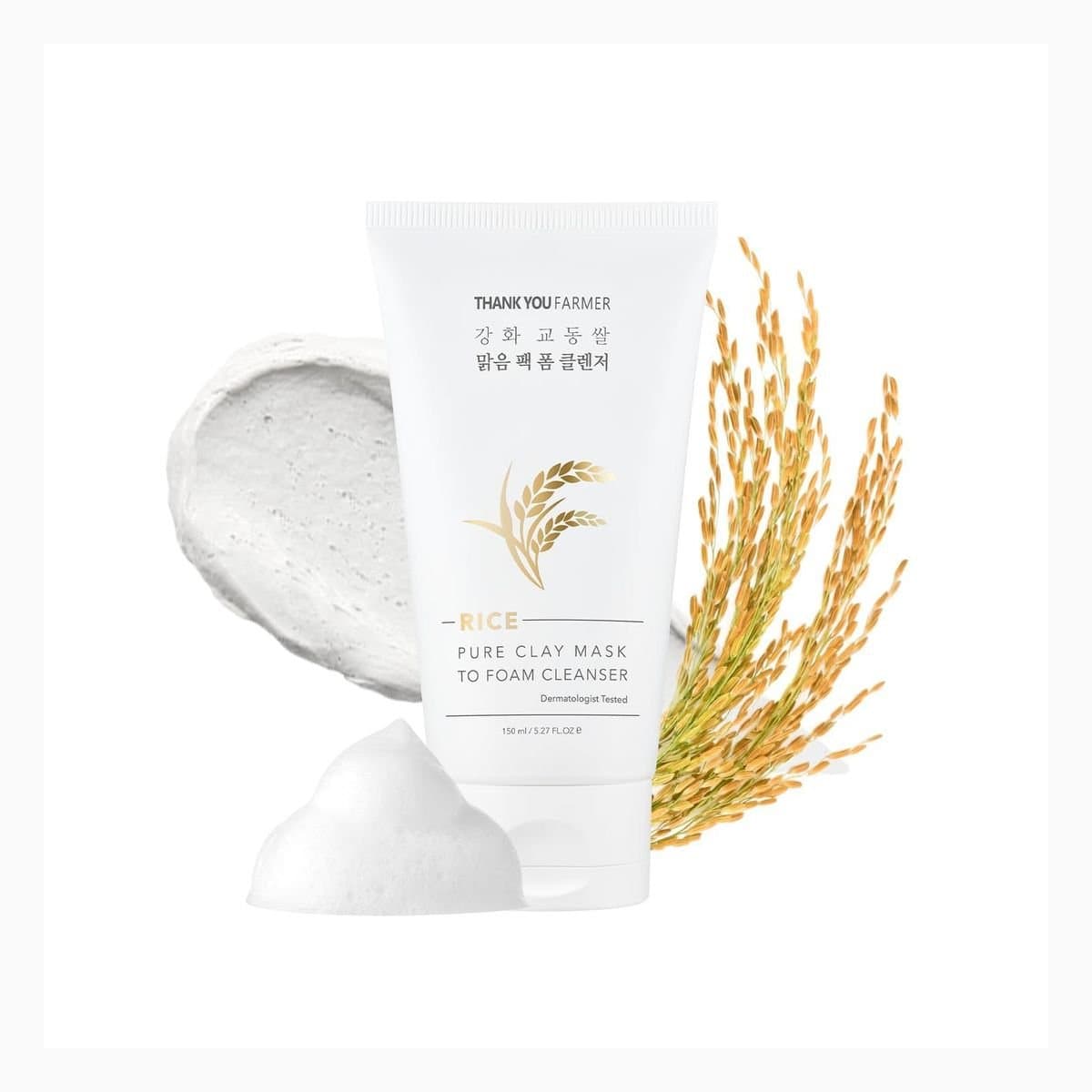 THANK YOU FARMER Rice Pure Clay Mask to Foam Cleanser