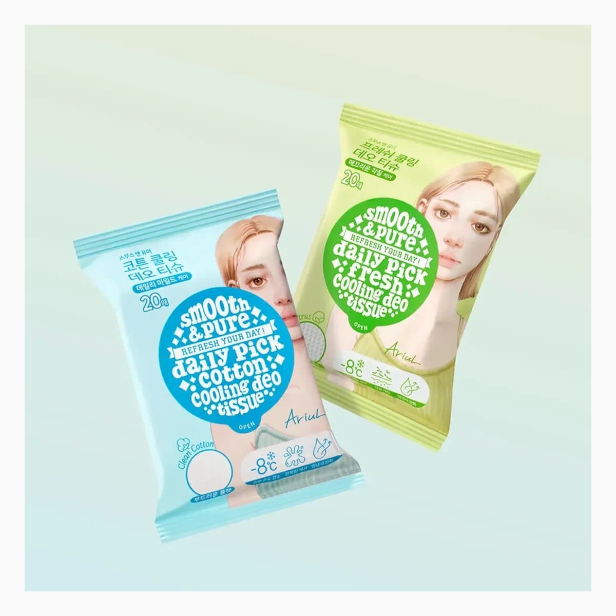 Ariul Smooth & Pure Cotton Cooling Deo Tissue + Fresh Cooling Deo Tissue Set